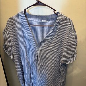 GAP Blue and White Striped V-Neck Top